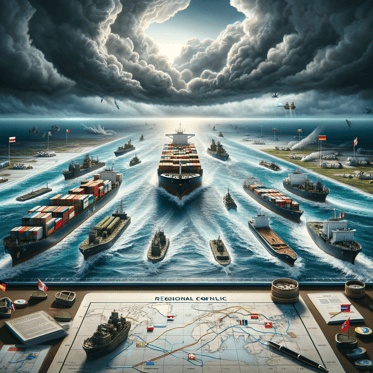 DALL·E 2023-12-17 16.42.03 - A thought-provoking digital artwork depicting a regional conflict scenario involving shipping, reformatted into a square aspect. The scene shows a str